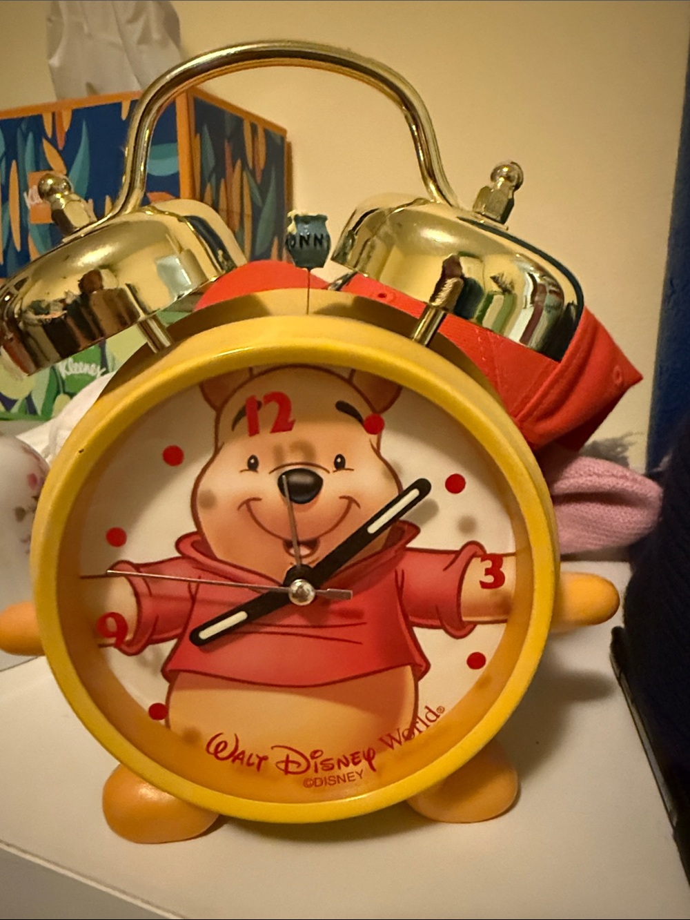 Disney Yellow & Red Winnie the Pooh Twin Bell Alarm Clock